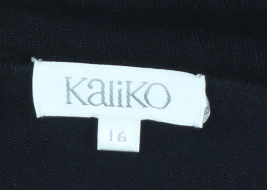Kaliko Women's Black Beaded Scoop Neck Pullover Jumper Size 16