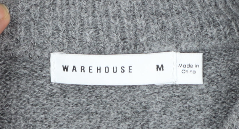 Warehouse Women Grey Wool Blend Long Sleeve Jumper Dress M