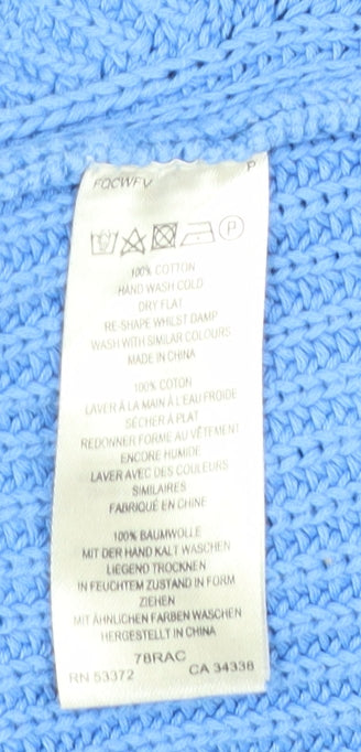 French Connection Women Blue Cotton Chunky Knit Pullover Jumper M