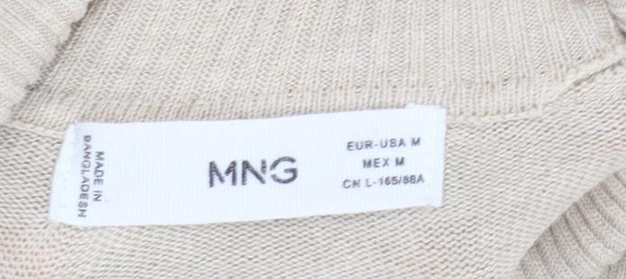 Mango Women Beige Roll Neck Short Sleeve Wool Blend Jumper Size 12