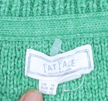 FatFace Women Green Crew Neck Knit Jumper Size 14