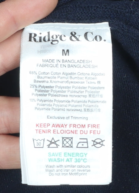 Ridge & Co. Men's Blue Cotton Knit Short Sleeve Jumper M