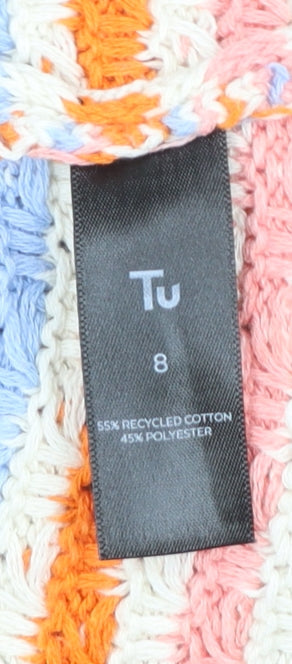 Tu Women Multicoloured Striped Knit Jumper Size 8 Pullover