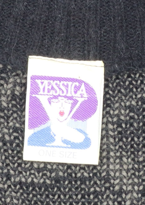 Yessica Women Black Grey Paisley Knit Long Sleeve Cardigan One Size