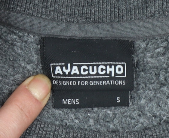 Ayacucho Men’s Grey Pullover Sweatshirt S Embroidered Logo