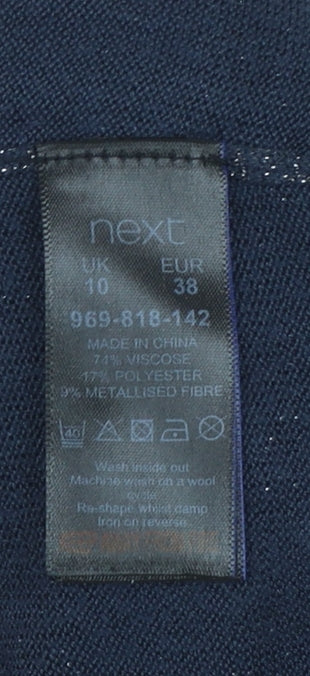 Next Women’s Blue Glitter Knit Pullover Jumper Size 10
