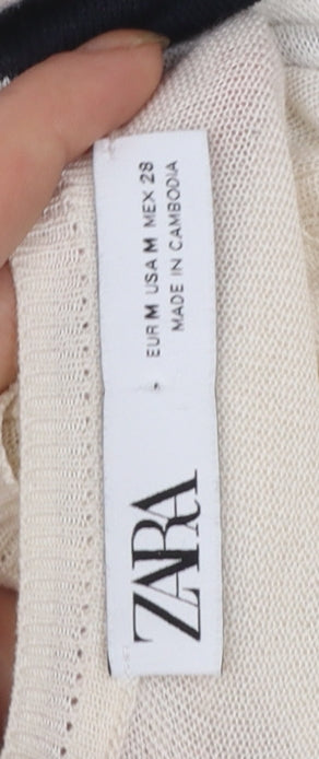 Zara Women Beige Striped Long Sleeve Pullover Jumper Size 12