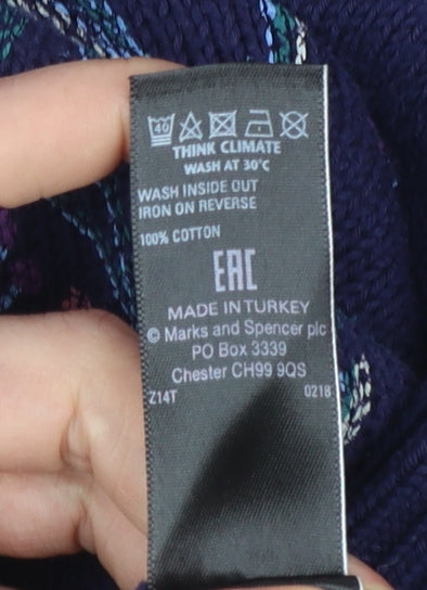 Marks & Spencer Women’s Blue Embroidered Cotton Jumper S