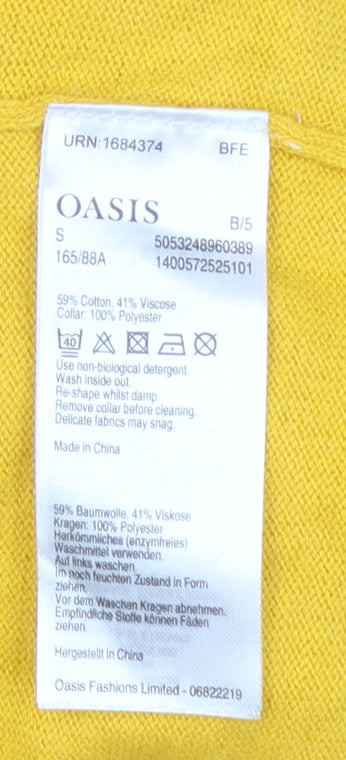 Oasis Women Yellow Collared Long Sleeve Knit Jumper Size S