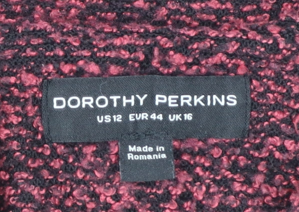 Dorothy Perkins Womens Red Shift Short Sleeve Tweed Dress Size 16