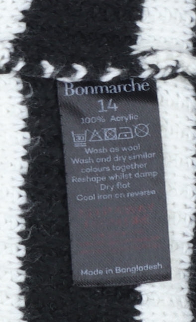 Bonmarché Women’s Black White Striped Knit Pullover Jumper Size 14