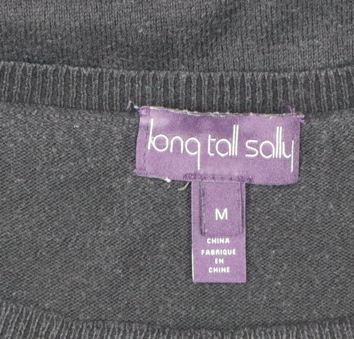 Long Tall Sally Women's Black Medium Butterfly Knit Pullover Jumper