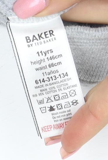 Baker by Ted Baker Boys Grey Logo Sweatshirt 11 Years Cotton Blend