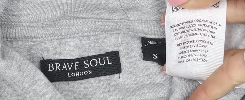 Brave Soul Men’s Grey Pullover Hoodie Size S Regular Fit
