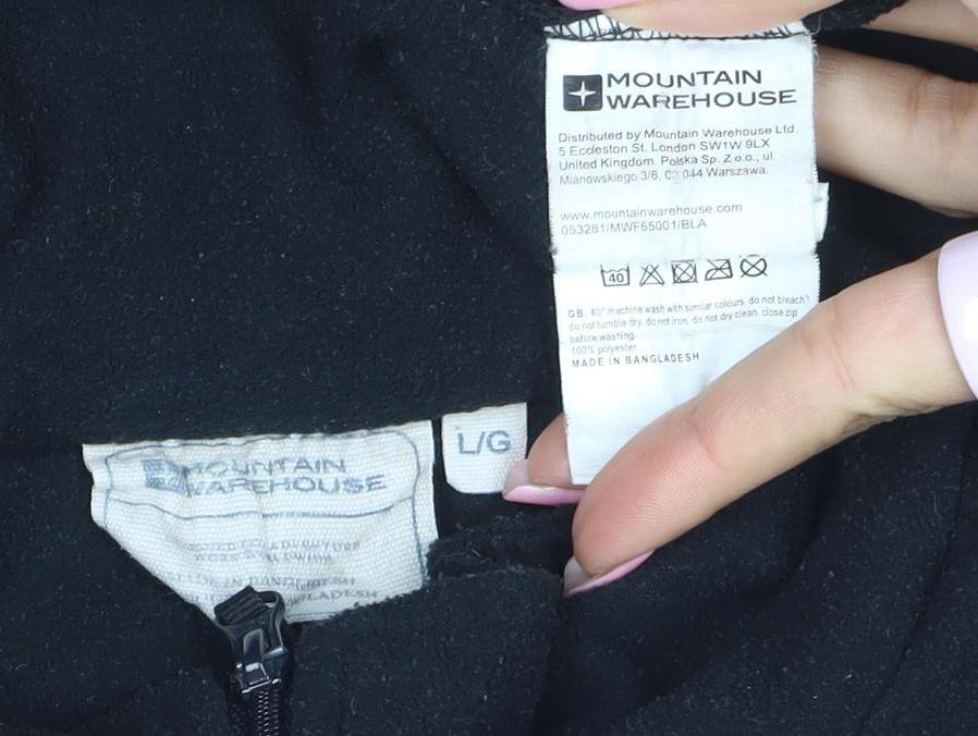 Mountain Warehouse Men's Black Fleece 1/4 Zip Pullover Sweatshirt L
