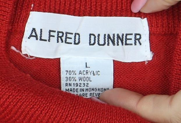 Alfred Dunner Women's Red Mock Neck Wool Blend Cable Knit Jumper Size L