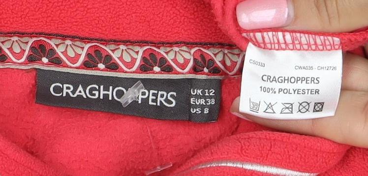 Craghoppers Women Red Fleece 1/4 Zip Pullover Sweatshirt UK 12