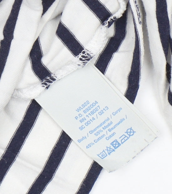 Boden Women’s Blue White Striped 3/4 Sleeve Cotton Modal T-Shirt UK 10