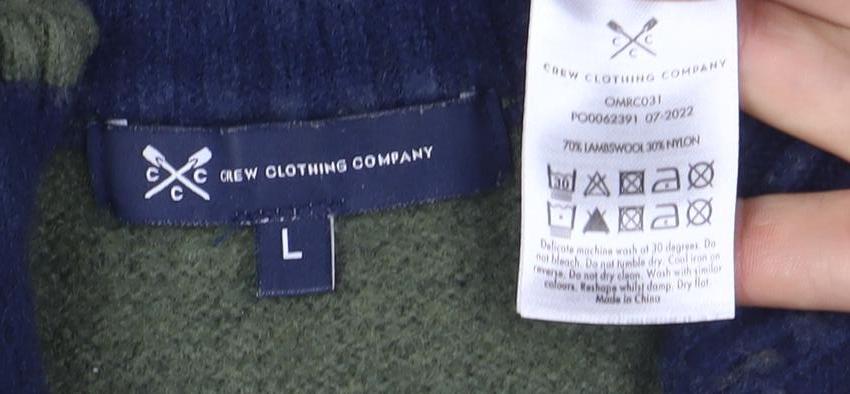 Crew Clothing Company Men’s Green Lambswool 1/4 Zip Jumper L