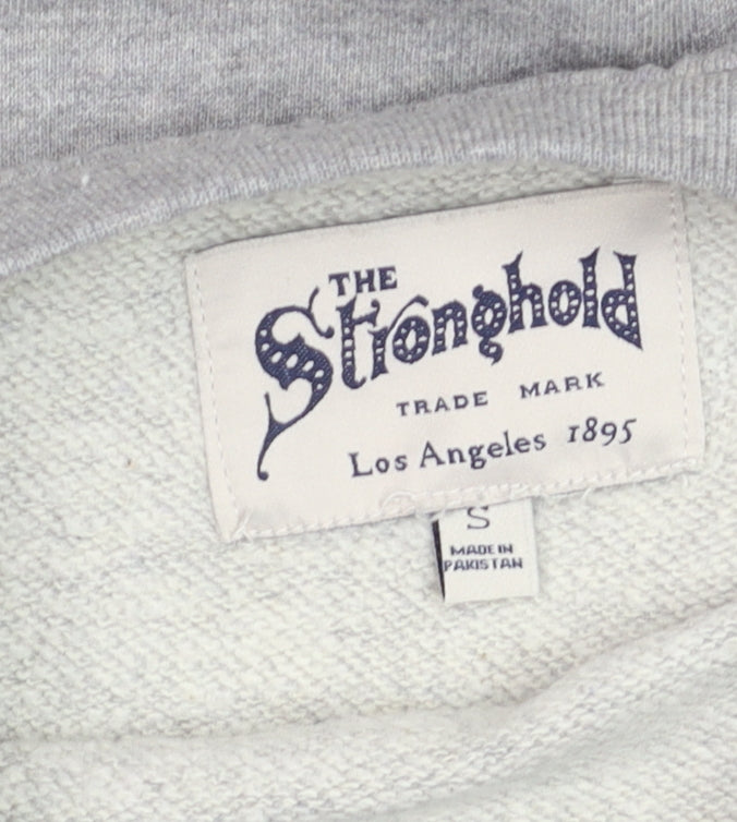 The Stronghold Men's Grey Graphic College Sweatshirt Small