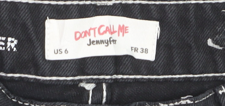 Jennyfer Womens Black Carpenter Jeans Size 10 Relaxed Fit Denim
