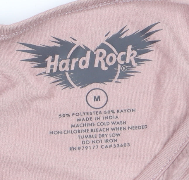 Hard Rock Women's Pink Tank Top Medium Music Graphic Rock London