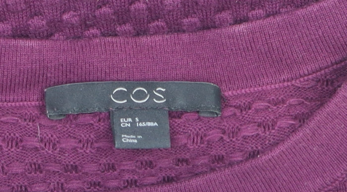 COS Women's Purple Cotton Textured Knit Long Sleeve Pullover Jumper Size S