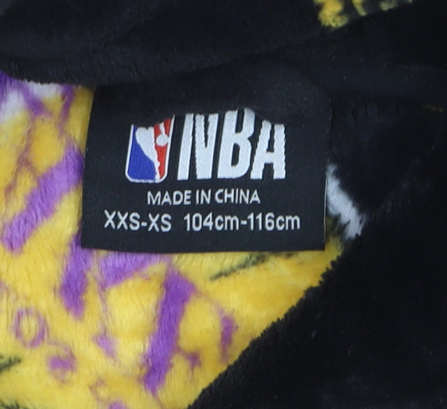 NBA Boys Black Los Angeles Lakers Fleece Hooded Nightwear XXS-XS
