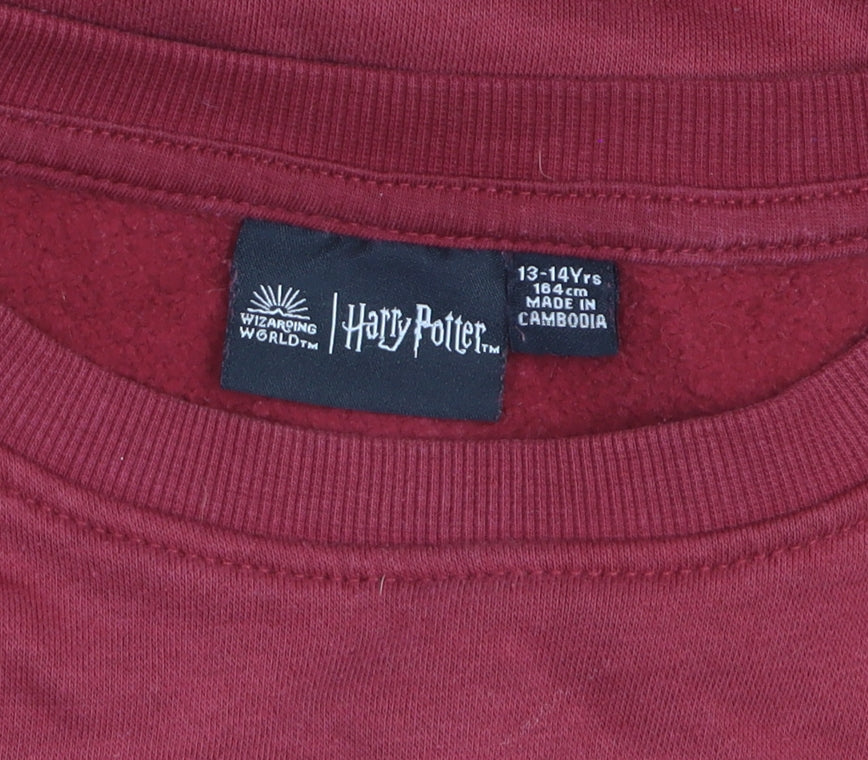 Harry Potter Boys Red Pullover Sweatshirt 13-14 Years Fleece Graphic Top