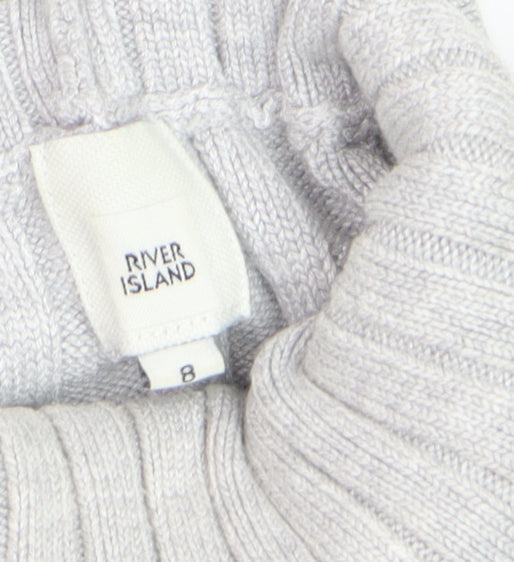 River Island Women’s Grey Roll Neck Sleeveless Rib Knit Jumper Vest Size 8