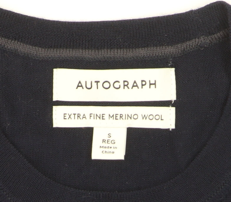 Marks & Spencer Mens Blue Merino Wool Crew Neck Jumper S