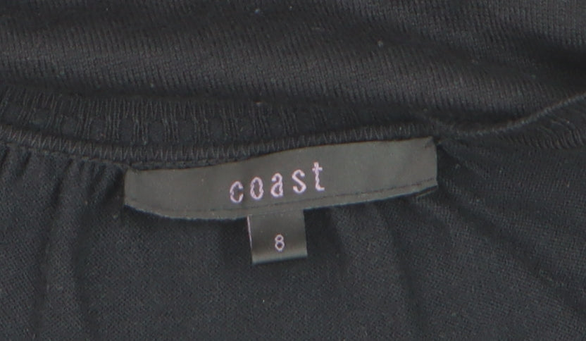 Coast Women’s Black Size 8 Shift Bow Neck Short Dress