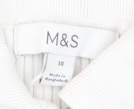 Marks & Spencer Womens Black Stripe Sleeveless Henley Jumper Size 10