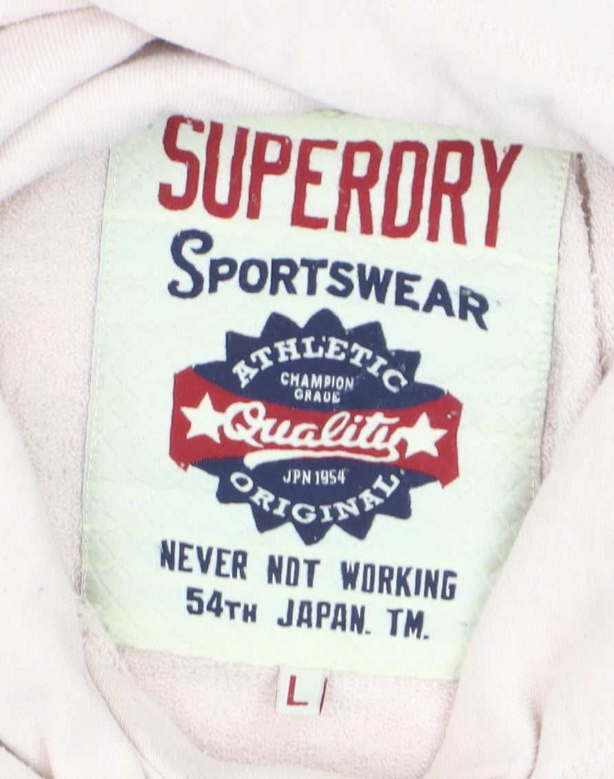 Superdry Women’s Pink Pullover Hoodie L Relaxed Fit Cotton Blend