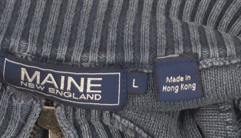 Maine New England Men's Blue Cotton 1/4 Zip Jumper Size L