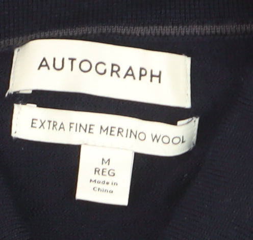 Marks and Spencer Men’s Blue Merino Wool Henley Jumper M