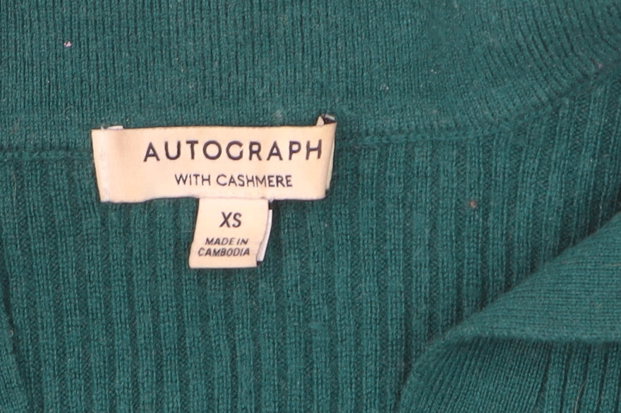 Marks and Spencer Autograph Green Wool Cashmere Collared Women's XS Jumper