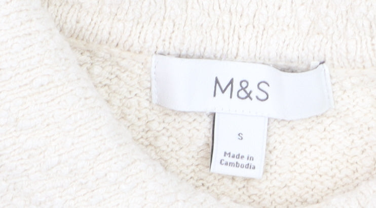 Marks and Spencer Women's Ivory Collared Short Sleeve Knit Cardigan S