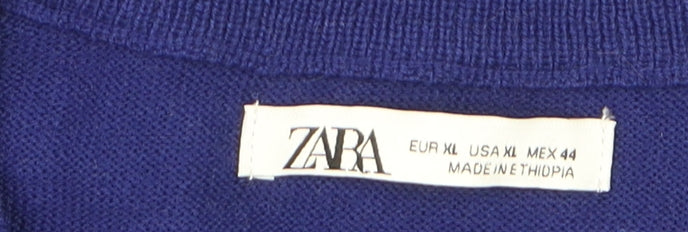 Zara Men’s Blue Wool Blend Crew Neck Jumper XL