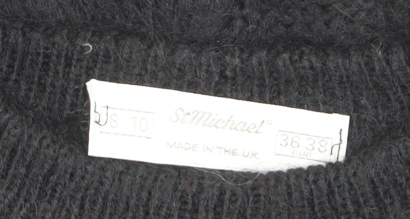 Marks & Spencer Women’s Black Wool Chunky-Knit Jumper Size 10