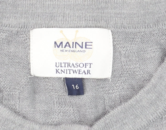 Maine New England Women Grey Size 16 Acrylic Cardigan Knitwear