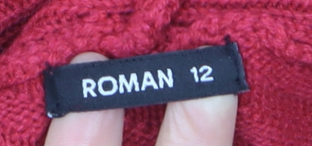 Roman Women Red Roll Neck Knit Jumper Size 12 Long Sleeve