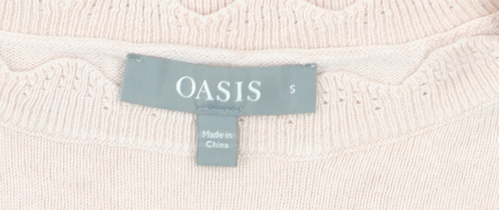 Oasis Women’s Beige Scallop Crew Neck Knit Jumper Size S