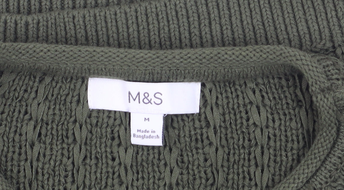 Marks & Spencer Women’s Green Cable-Knit Cotton Jumper M