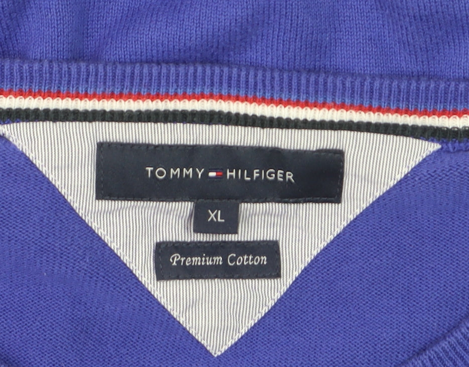 Tommy Hilfiger Men Blue XL Cotton Crew Neck Jumper