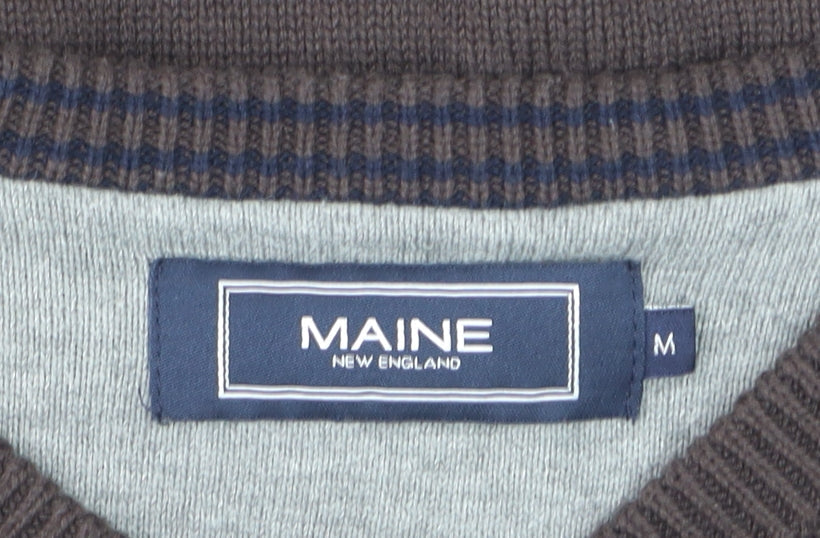 Maine New England Men's Brown Cotton V-Neck Jumper Size M