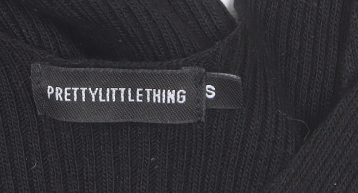 PRETTYLITTLETHING Women Black S Bodycon Ribbed Knit Midi Dress
