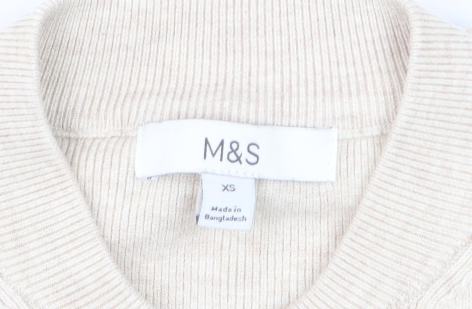 Marks & Spencer Men's Beige XS Full Zip Knit Jumper