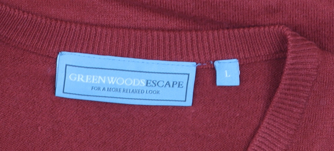 Greenwoods Escape Men’s Red V-Neck Sleeveless Knit Vest L