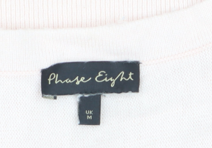 Phase Eight Women's Pink V-Neck Relaxed Cotton Silk Jumper M